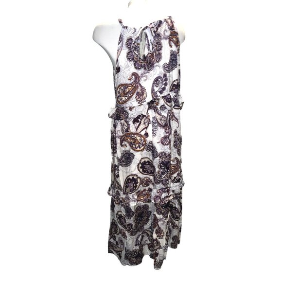 Band of the Free Liliane Paisley Tiered Maxi Dress Sz Small Purple & Cream - Picture 5 of 10